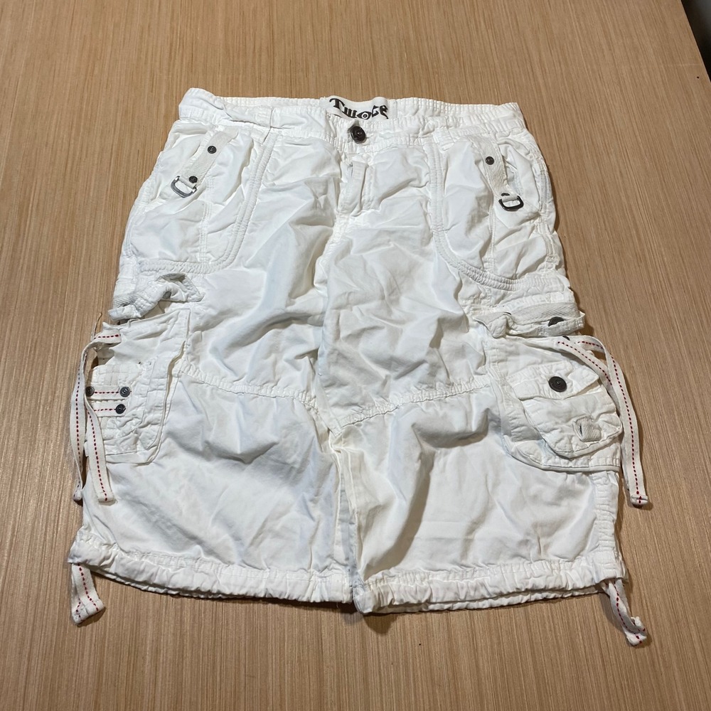 Twote Mens White Cargo Shorts Size 34 Multi Pocket Utility Streetwear Gorpcore